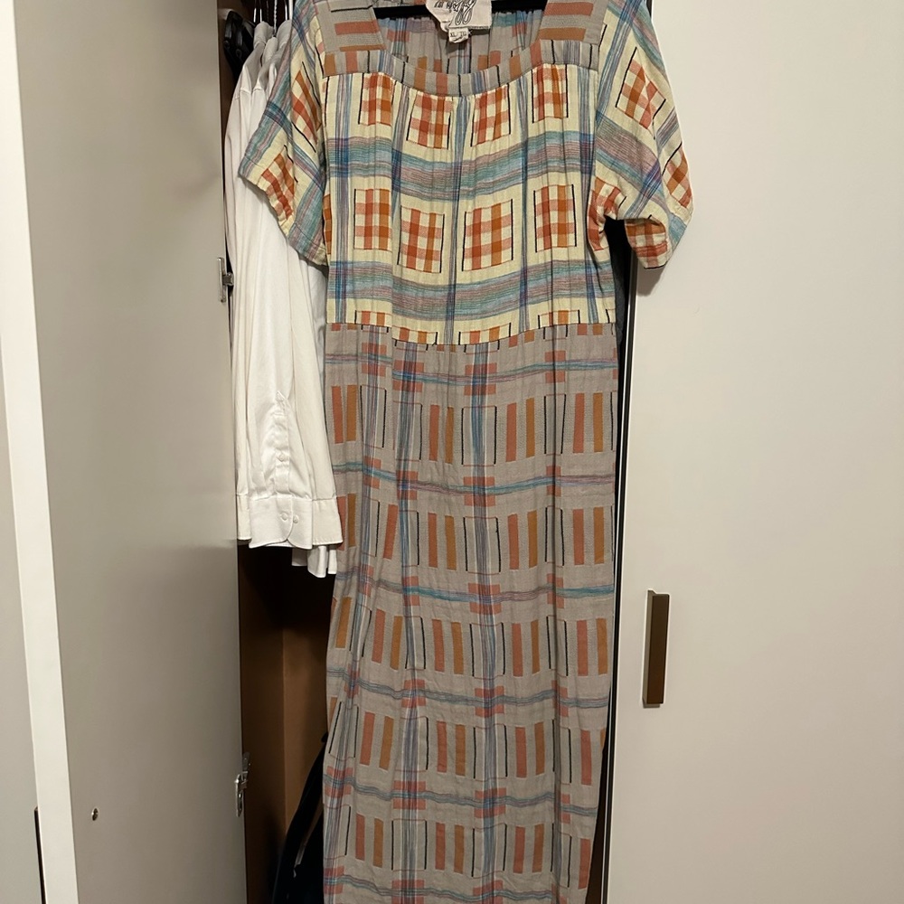 Plaid Mixed Print Woven Heirloom Multicolor Women's Dress